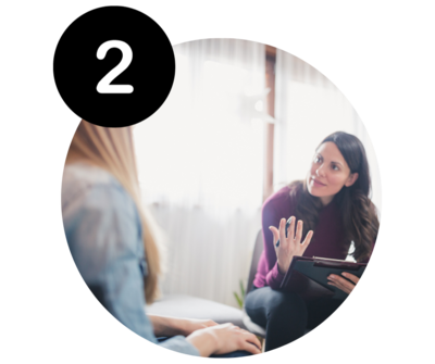 Girl Talking with a specialized practitioner at a clinic